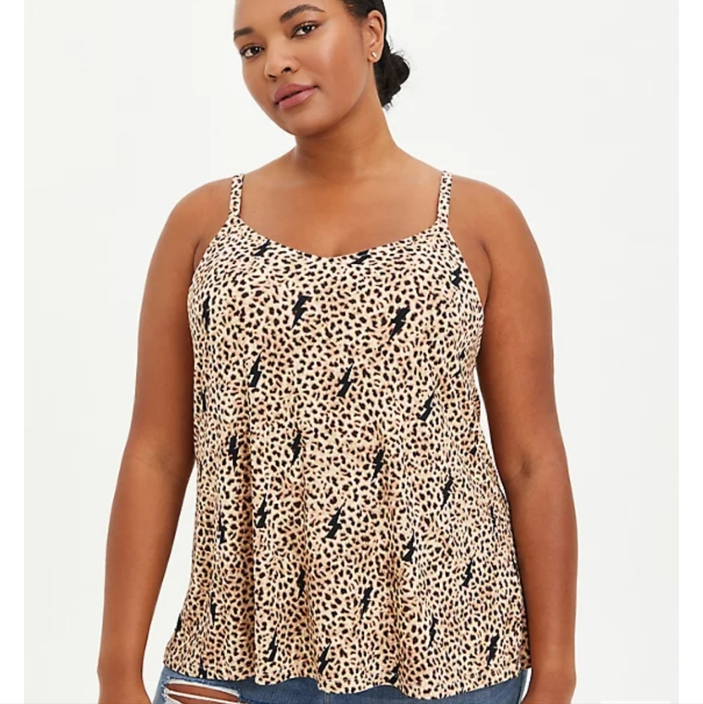 Torrid Swing Cami Bolts Leopard Size 5 NWT